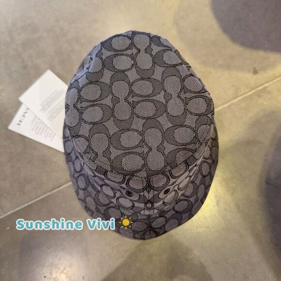 NWT COACH Unisex Signature Jacquard Bucket Hat CH401 Charcoal xs/s - Picture 5 of 9